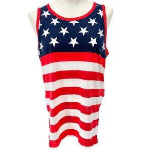 Patriotic American Flag Tank Top Mens Small Stars Stripes Pacific Surf Polyester